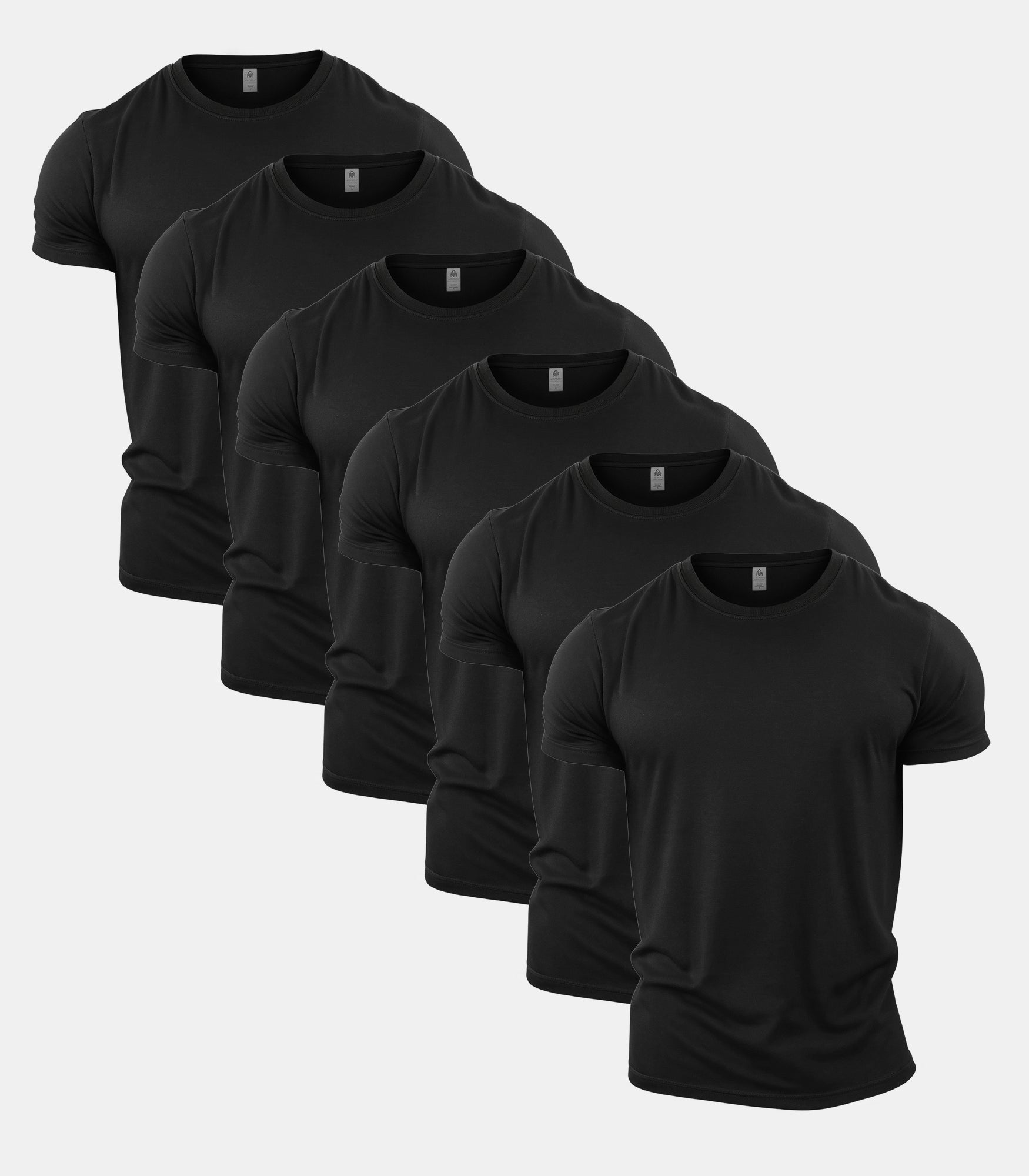 All Black Crew Neck Gym T-Shirt 6 Pack