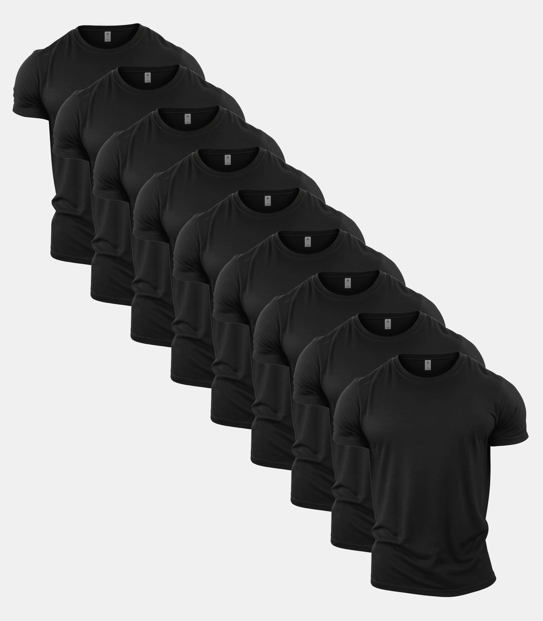 All Black Crew Neck Gym T-Shirt 9 Pack