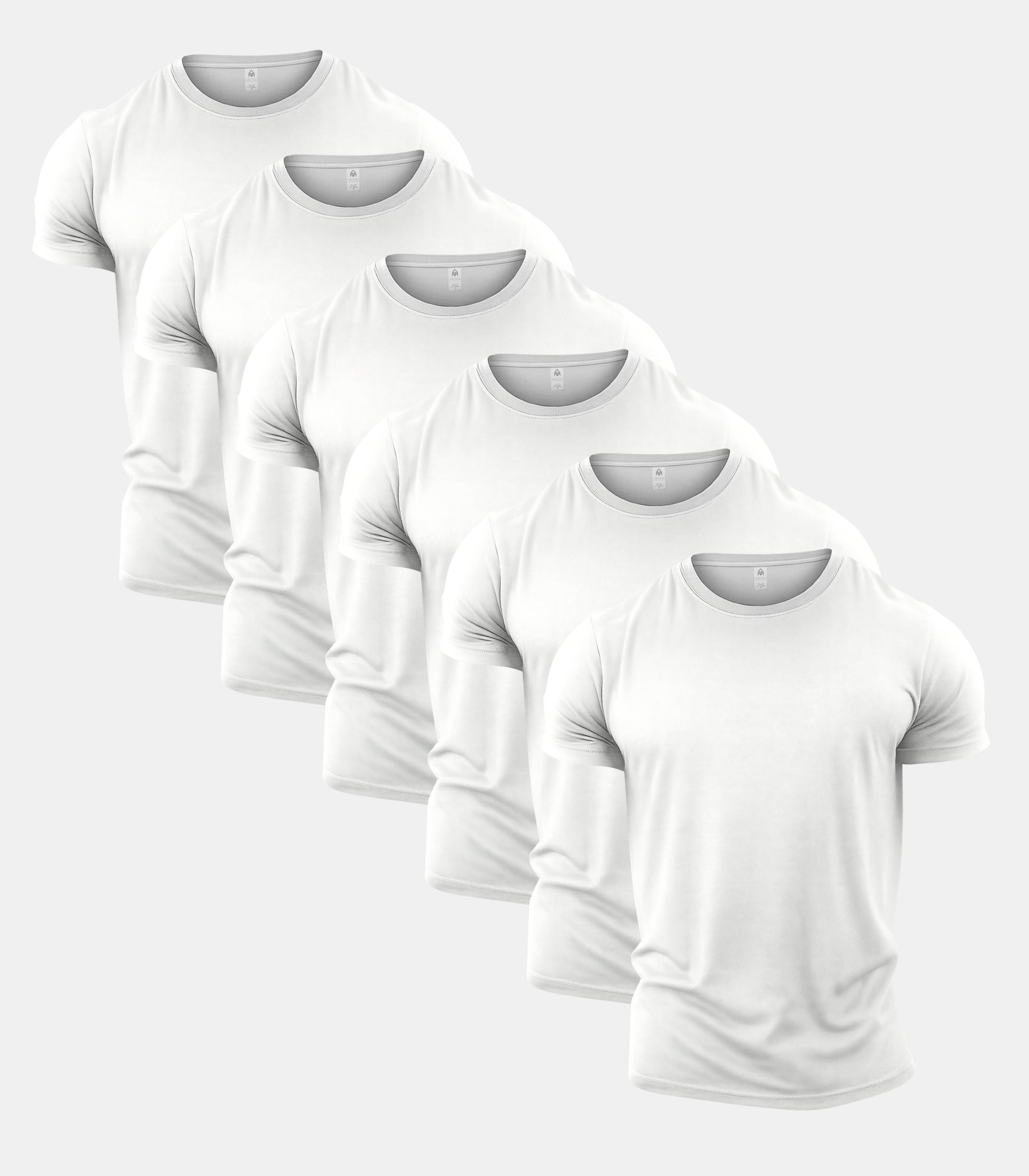 All White Crew Neck Gym T-Shirt 6 Pack