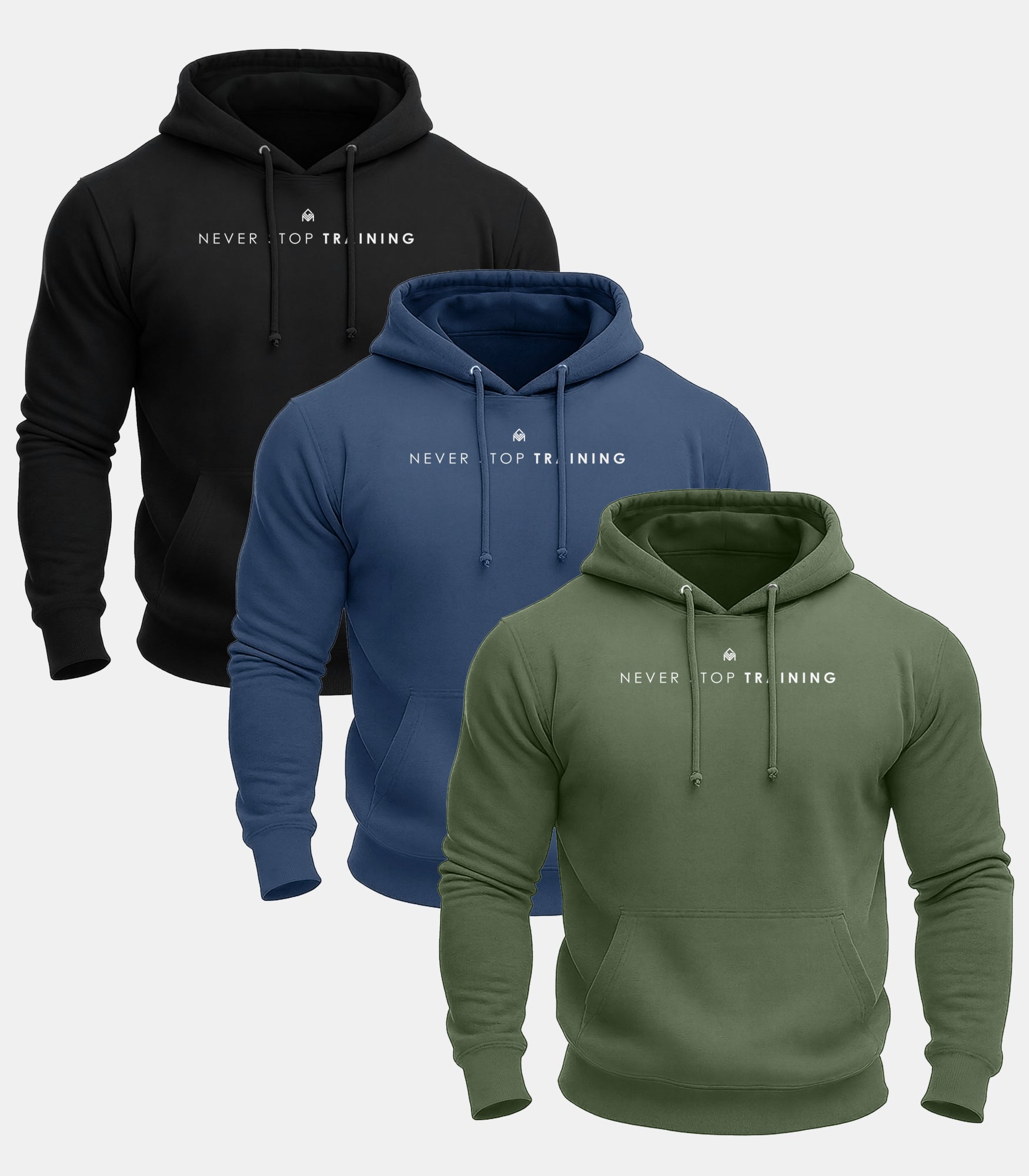 Never Stop Training Gym Hoodie 3 Pack