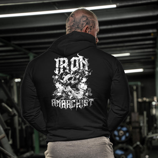 Iron Anarchist Skull Dumbells- Gym Hoodie