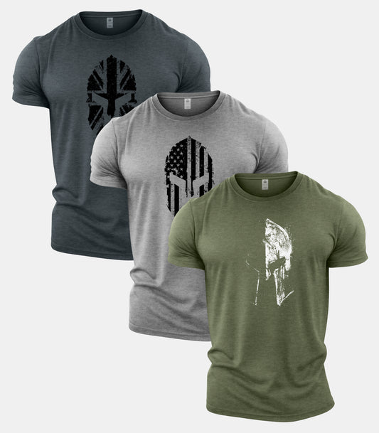 Spartan UK, USA, Faded Gym T-Shirt 3 Pack