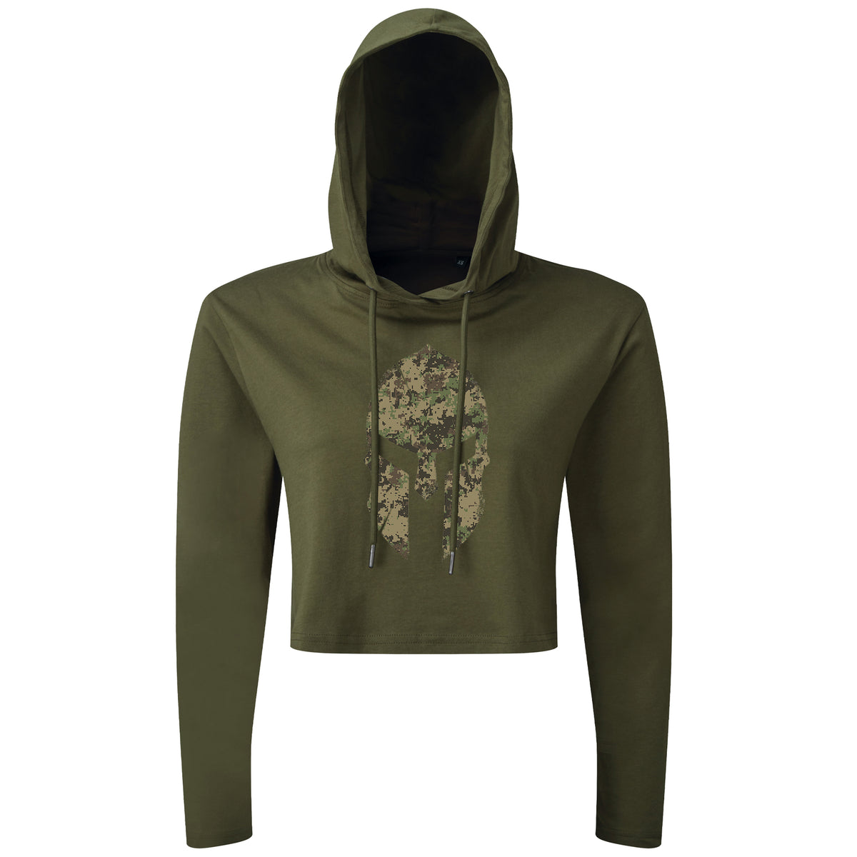 Spartan Helmet Woodland Camo - Spartan Forged - Cropped Hoodie