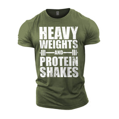 Heavy Weights and Protein Shakes - Gym T-Shirt